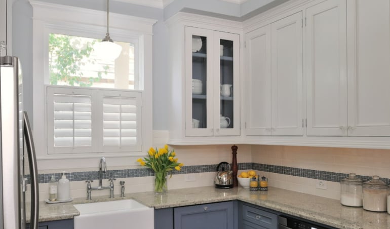Polywood shutters in a Charlotte kitchen.